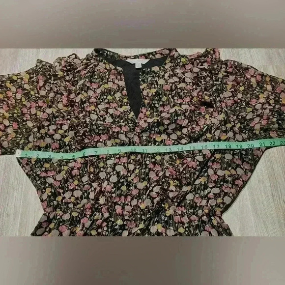 Lauren Conrad Women’s Black And Pink Floral Wrap Dress With Ruffle Detail Large - Picture 5 of 7